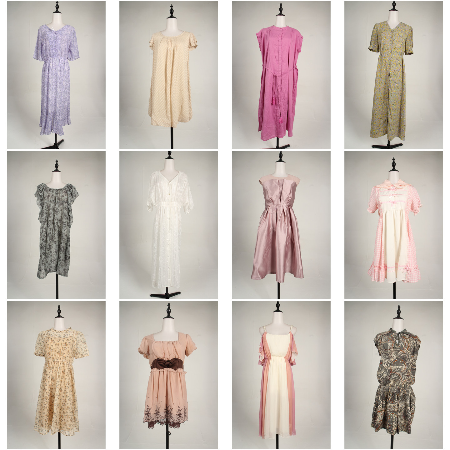 LK136古着vintage日系中古春秋复古风轻熟女装中长款连衣裙女