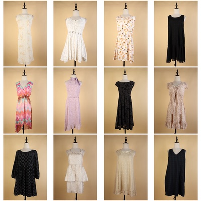 LY217古着vintage夏季法式日系复古风花色文艺无袖背心中长连衣裙