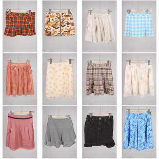 BK792古着vintage日系甜美风年轻款 复古短裙半身裙