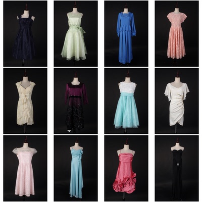 LF7古着vintage复古风中古钉珠亮片宴会演出气质款礼服晚装