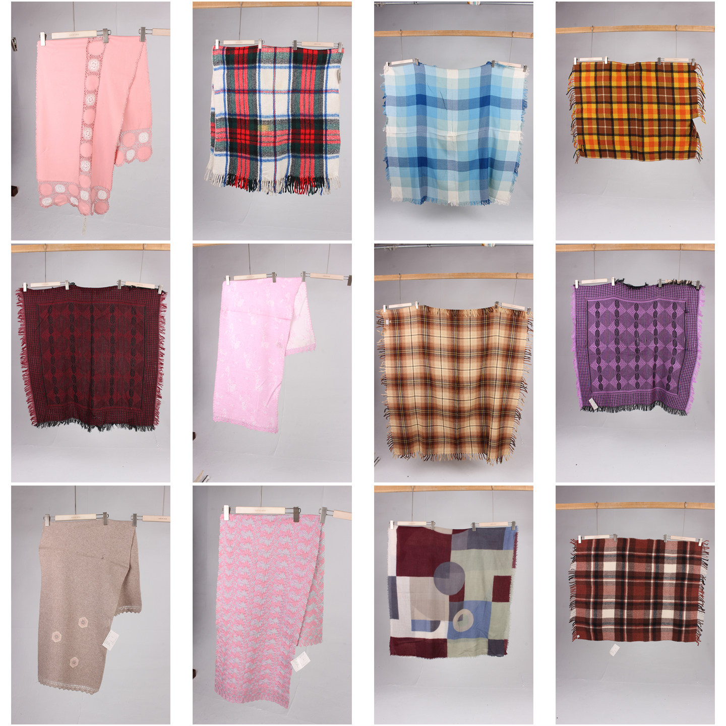 WJ433古着vintage日系秋冬中古法式浪漫旅行街拍披肩大长围巾女