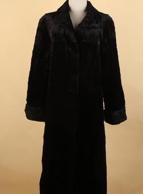 TM379-06184古着vintage秋冬羊毛真皮草冬季保暖女装中长大衣外套