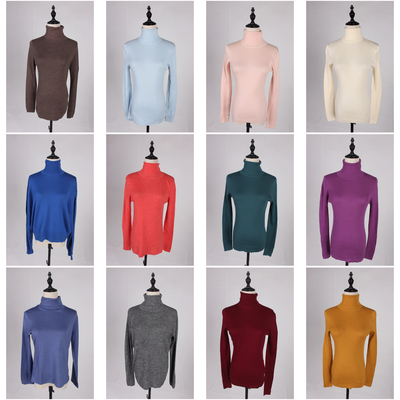 DM104古着vintage日系秋冬羊毛高领纯色简约百搭毛线针织打底衫女