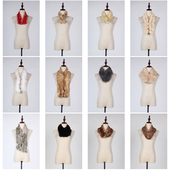 WJ416古着vintage日系秋冬真皮草兔毛毛领围巾