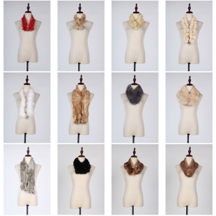 WJ416古着vintage日系秋冬真皮草兔毛毛领围巾