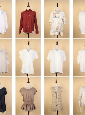 FC235古着vintaeg日系夏季文艺森系甜美风年轻款雪纺衬衫衬衣上衣