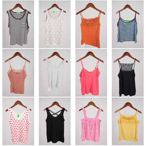 XT802古着vintage日系年轻款女装夏季无袖背心吊带