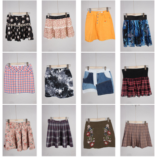 BK829古着vintage日系复古风文艺森系夏季 短裙半身裙