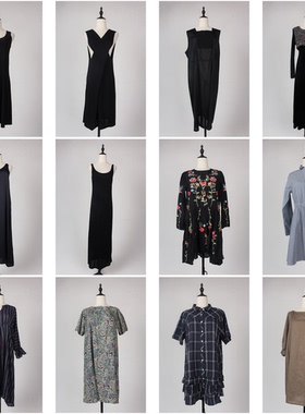 LY114古着vintage日制韩版日常休闲百搭文艺复古风中长款连衣裙女