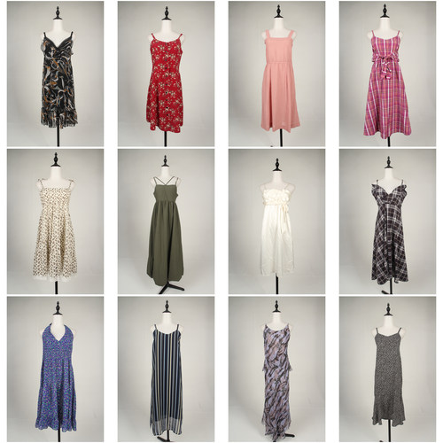 LK23古着vintage日系文艺复古风碎花中古设计款中长款夏季连衣裙