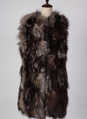 TM128-01581古着vintage中古冬季甜美风真皮草狐毛冬季保暖马甲女