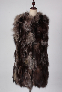 TM128-01581古着vintage中古冬季甜美风真皮草狐毛冬季保暖马甲女