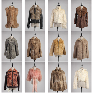 TM482古着vintage冬季真皮草兔毛保暖外套羚羊毛外套