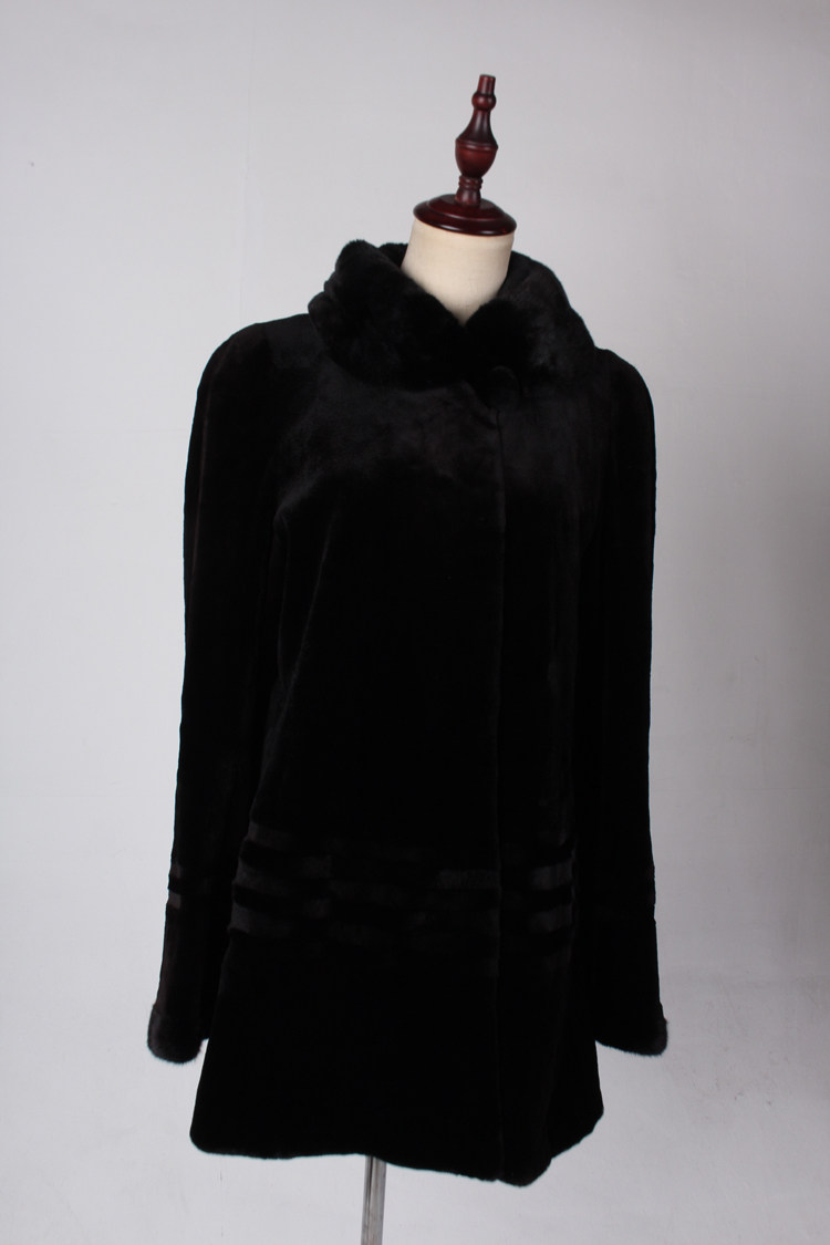 复古风貂绒中长款皮草外套
