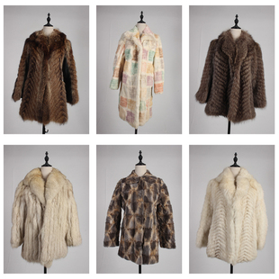 TM488古着vintage日系冬季保暖真皮草羚羊毛水貂毛狐狸毛外套