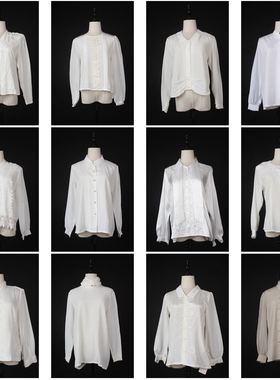 FC270古着vintage日系文艺简约通勤百搭白衬衫上衣