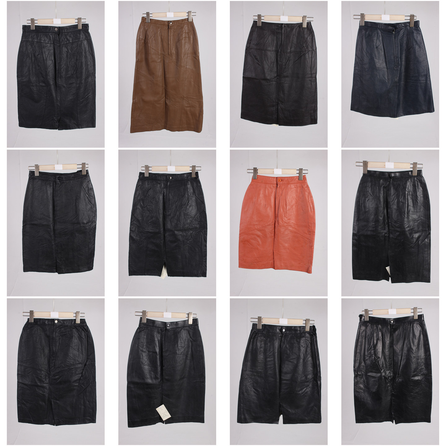 PK18古着vintage日系欧美复古轻熟风中古秋冬真皮半身裙