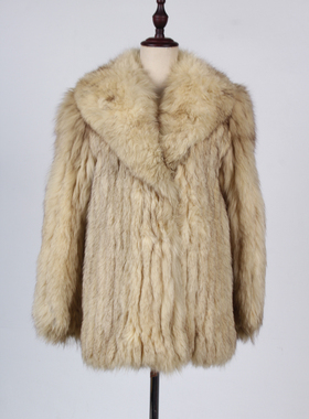 TM265-03492古着vintage冬季保暖真皮草狐毛外套