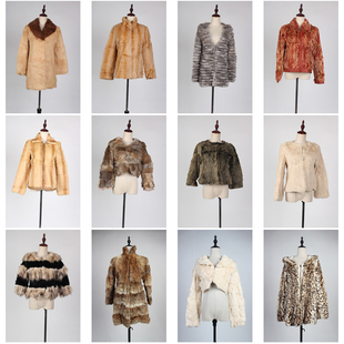 TM459古着vintage日系冬季保暖中古真皮草兔毛外套