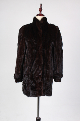 TM211-02578古着vintage冬季保暖真皮草水貂毛中长款大衣外套