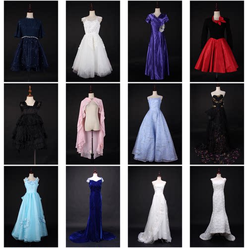 LF9古着vintage复古风中古钉珠亮片宴会演出气质款礼服晚装连衣裙