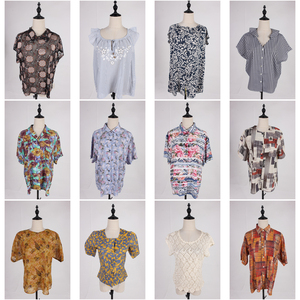 FC286古着vintage春夏日系复古风法式女装花色衬衫雪纺衬衣