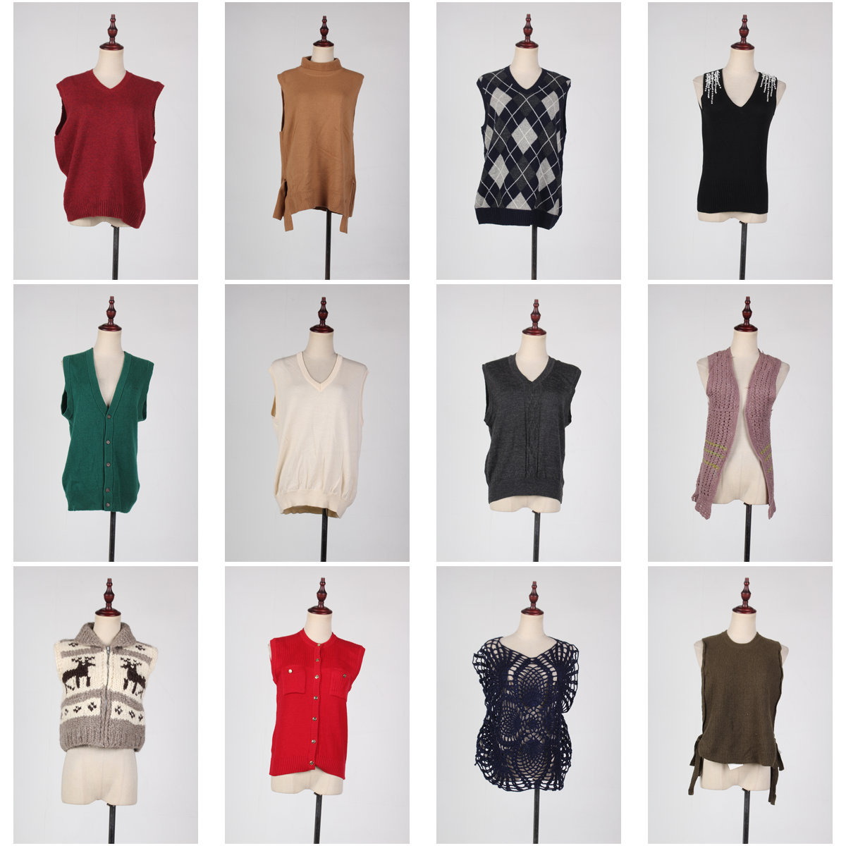 BM16古着vintage秋冬英伦格子学院风文艺森系复古针织毛线马甲