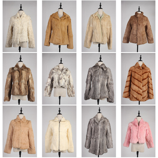 TM464古着vintage日系中古冬季 保暖真皮草兔毛外套