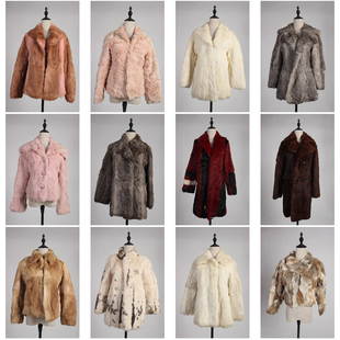 TM479古着vintage冬季 真皮草兔毛保暖外套