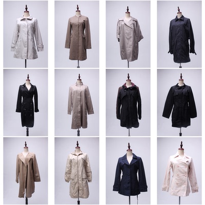 FY5古着vintage日制中古设计款休闲通勤复古春秋中长款风衣外套女