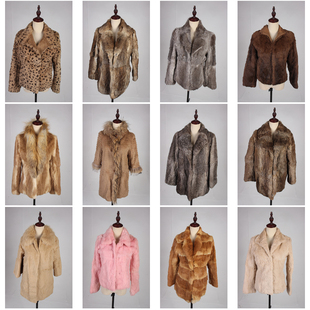 TM498古着vintage日系保暖真皮草冬季兔毛外套