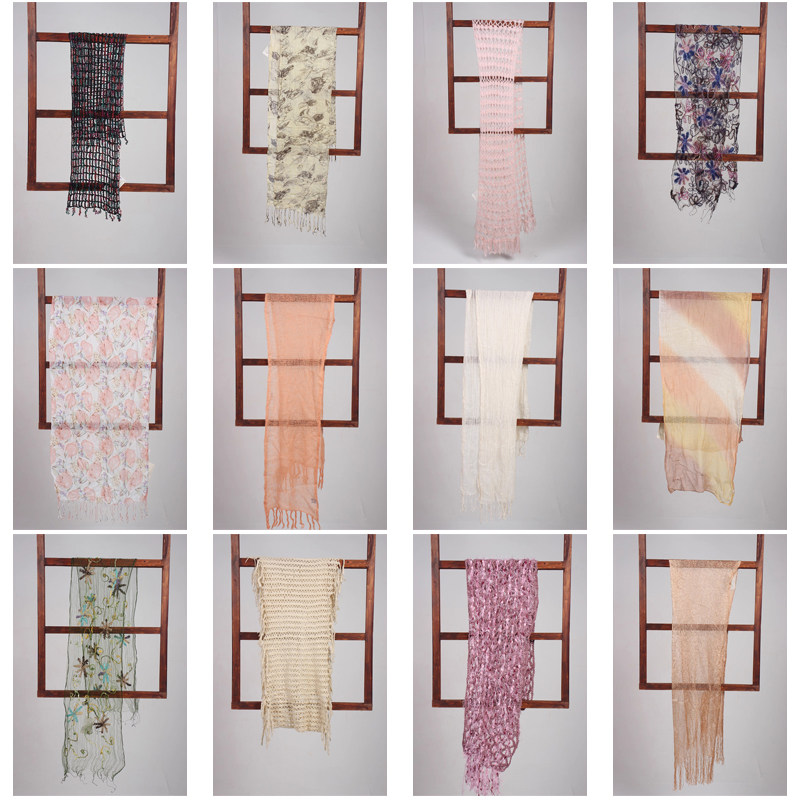 WJ411古着vintage日系春秋毛线针织镂空日系甜美风围巾