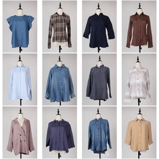 FC189古着vintage日制春夏文艺森系中古学院风花色衬衫 复古风衬衣