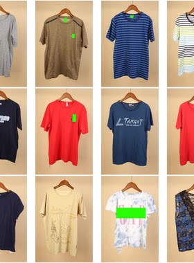 XT384古着vintage美版夏季短袖休闲卡通图案条纹男女T恤上衣
