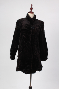 TM163古着vintage冬季保暖真皮草貂绒中长款外套