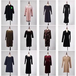 SR19古着vintage老上海轻熟风复古日本制秋冬金丝绒中长连衣裙女