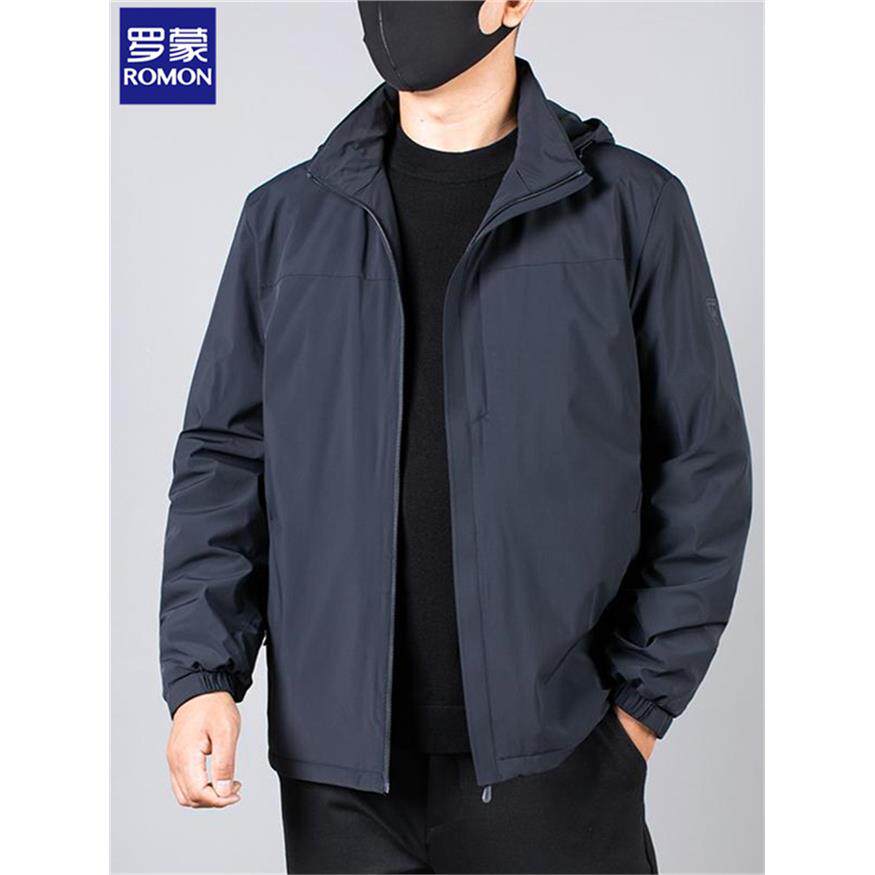 罗蒙专柜高端秋冬可拆卸帽工装夹棉外套男士宽松大码轻薄棉服夹克