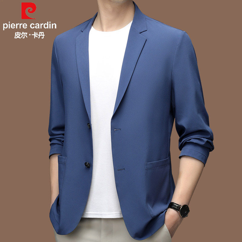 皮尔卡登夏季冰丝防晒西服男士轻薄休闲小西装高级感无痕单西外套