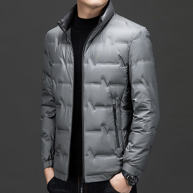 皮尔卡丹轻薄商务羽绒服男短款立领秋冬季中年爸爸装加厚保暖外套