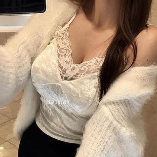 性感女人味蕾丝边丝绒吊带背心dd OnoevMT671自留显身材