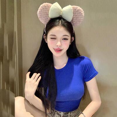 压箱底宝藏夏日性感少女短袖圆领上衣修身纯欲甜辣简约短款t恤