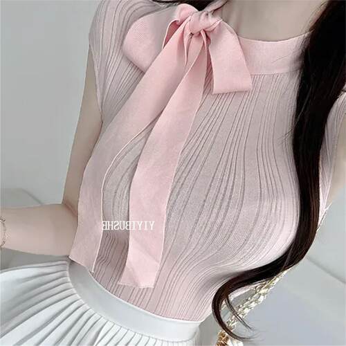 OnoevLI021轻奢高级感~纯欲女人味挂脖系带无袖针织上衣