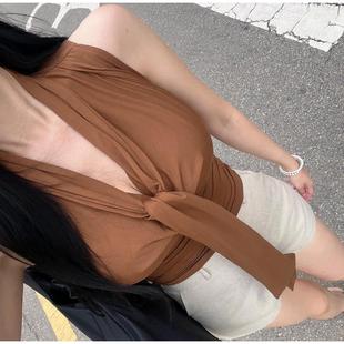 OnoevV领飘带无袖 现货 背心上衣女人味优雅上衣