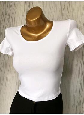 白色t恤女短袖ins潮短款2020春夏紧身纯棉高腰露脐港风小心机上衣