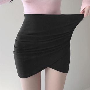 性感弹力高腰褶皱包臀半身短裙jn QM027很有女人味