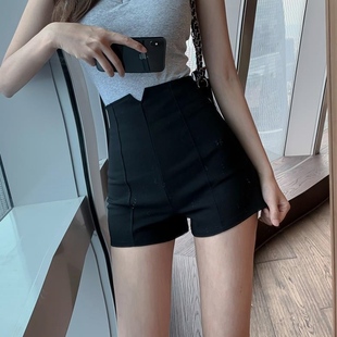 显瘦A字阔脚裤 女夏季 流行高腰修身 弹力休闲热裤 女装 大码 胖mm短裤