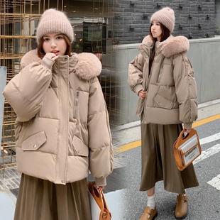 高中女生加厚面包服外套冬2025新款初中学生时髦chic流行羽绒棉服