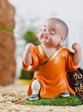 大号中式禅意小沙弥摆件装饰品妙趣小和尚泥人泥塑脸谱工艺品礼物