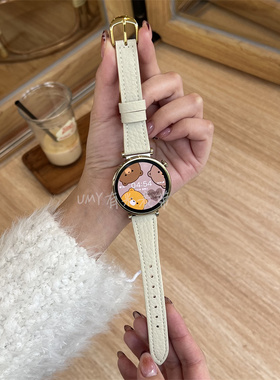 适用于华为GT5GT4真牛皮质荔枝纹表带watch4/5新款GT6/3柔软女款