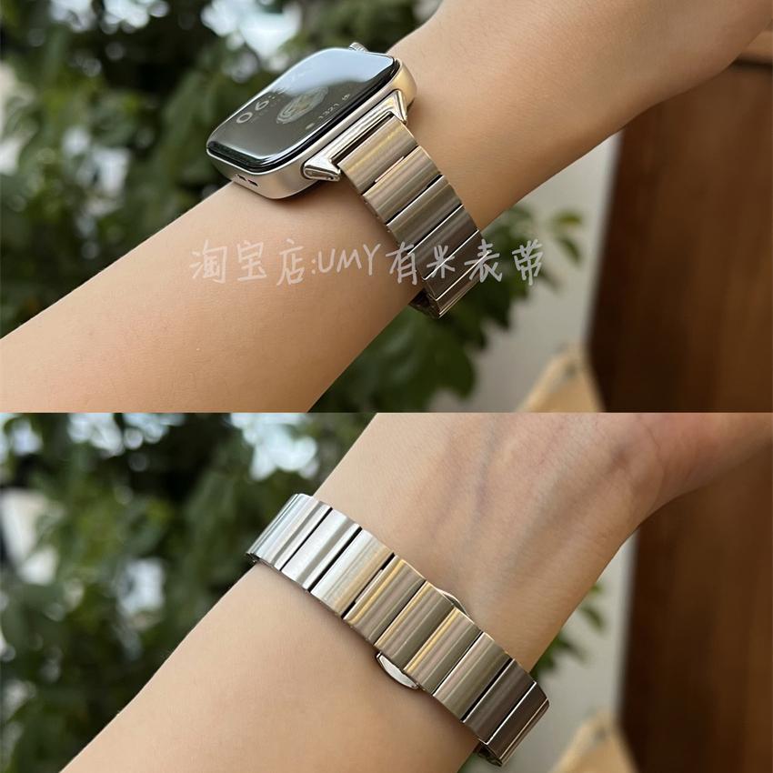 适用于华为watchFIT34手表不锈钢实心竹节表带蝴蝶扣新女款防水夏